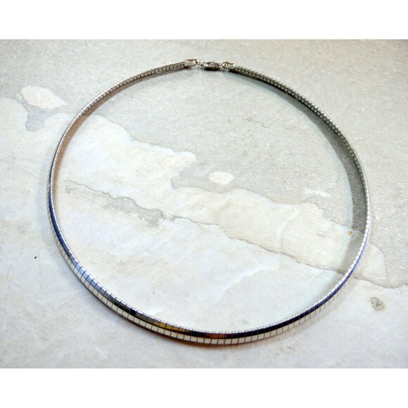 VTG 925 Sterling Silver Elegant Omega Chain Necklace 6mm 16" ITALY - Picture 5 of 7